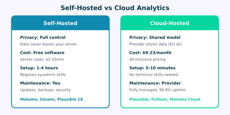 Self-hosted vs cloud analytics: key differences in privacy, cost, and control